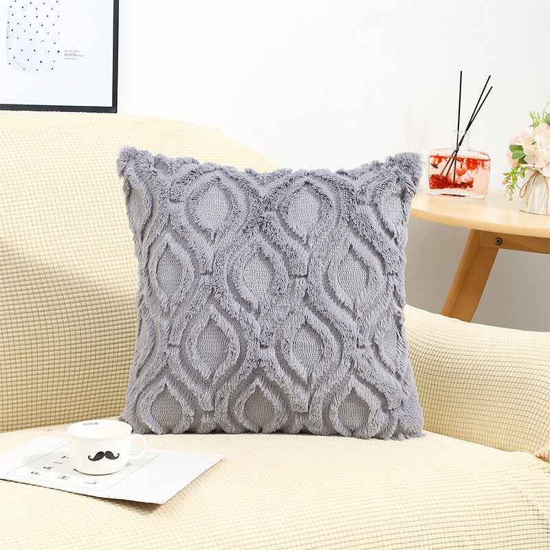 Luxury Quilted Faux Rabbit Fur Cushion Cover