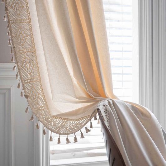 Handcrafted Linen Tassel Curtain
